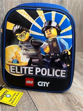 LEGO City Elite Police Insulated Lunch Bag Blue | Kids School Lunchbox | NWT